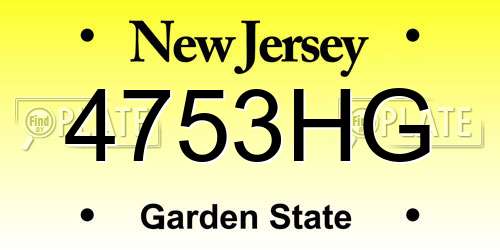 4753HG New Jersey License Plate