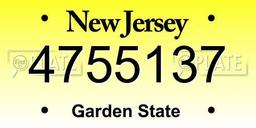 4755137 New Jersey License Plate
