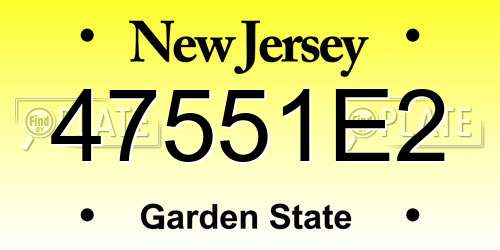 47551E2 New Jersey License Plate