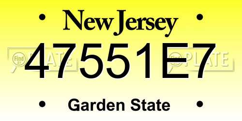 47551E7 New Jersey License Plate
