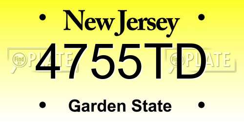4755TD New Jersey License Plate