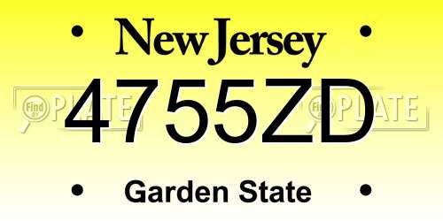 4755ZD New Jersey License Plate