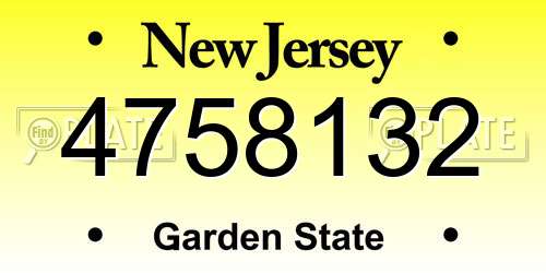 4758132 New Jersey License Plate