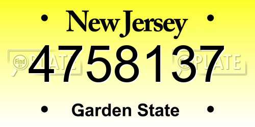 4758137 New Jersey License Plate