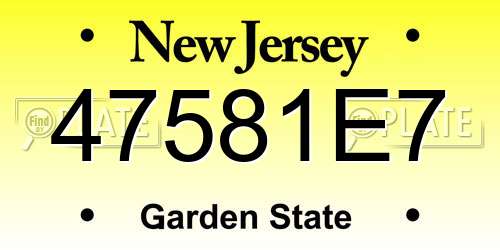 47581E7 New Jersey License Plate