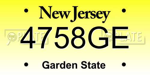 4758GE New Jersey License Plate