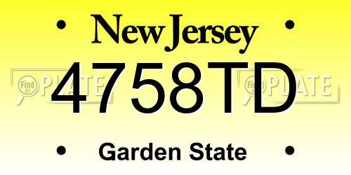 4758TD New Jersey License Plate