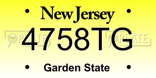 4758TG New Jersey License Plate