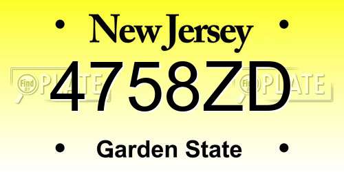 4758ZD New Jersey License Plate