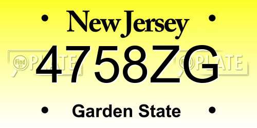 4758ZG New Jersey License Plate