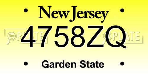 4758ZQ New Jersey License Plate