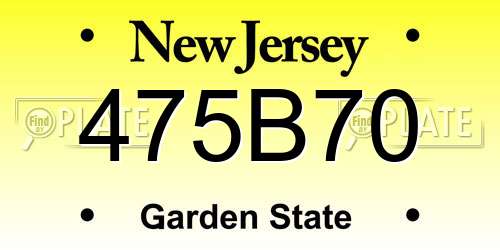 475B70 New Jersey License Plate