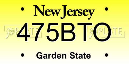 475BTO New Jersey License Plate