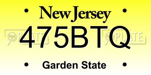 475BTQ New Jersey License Plate