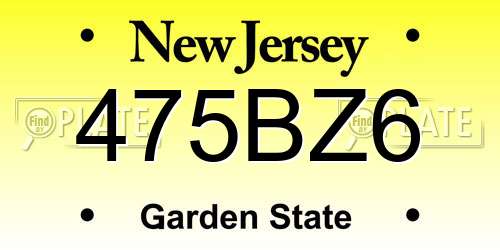 475BZ6 New Jersey License Plate