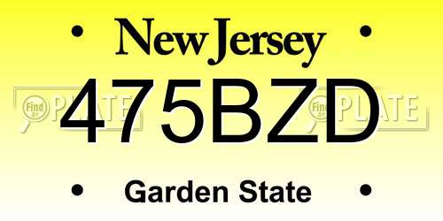 475BZD New Jersey License Plate