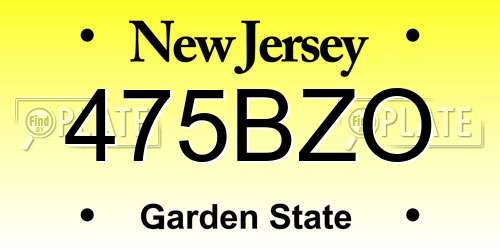 475BZO New Jersey License Plate