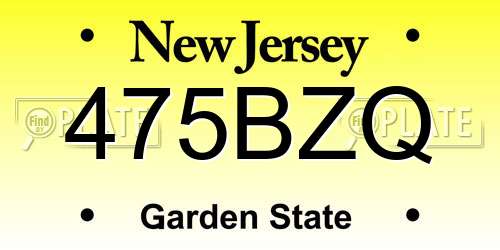 475BZQ New Jersey License Plate