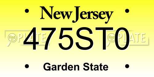 475ST0 New Jersey License Plate