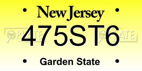 475ST6 New Jersey License Plate