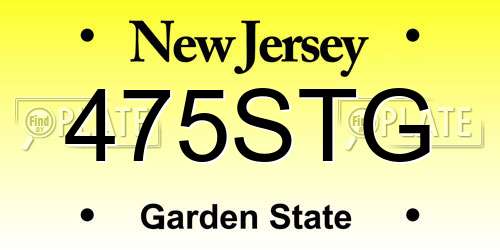 475STG New Jersey License Plate
