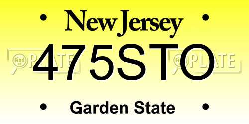 475STO New Jersey License Plate