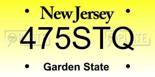 475STQ New Jersey License Plate
