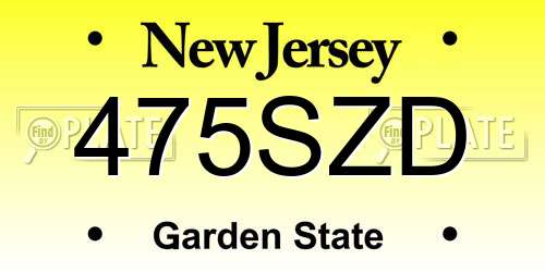 475SZD New Jersey License Plate