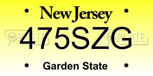 475SZG New Jersey License Plate