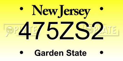475ZS2 New Jersey License Plate