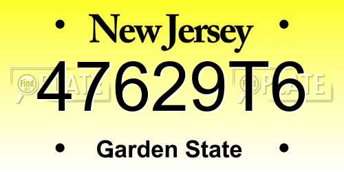 47629T6 New Jersey License Plate