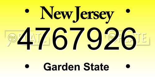 4767926 New Jersey License Plate