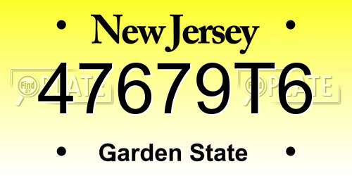 47679T6 New Jersey License Plate