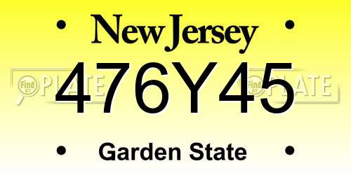 476Y45 New Jersey License Plate