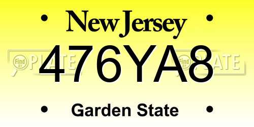 476YA8 New Jersey License Plate