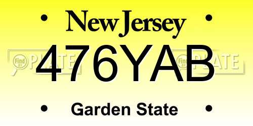 476YAB New Jersey License Plate