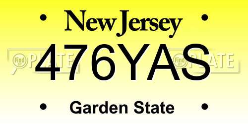 476YAS New Jersey License Plate