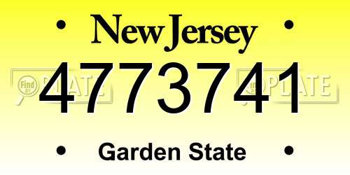 4773741 New Jersey License Plate