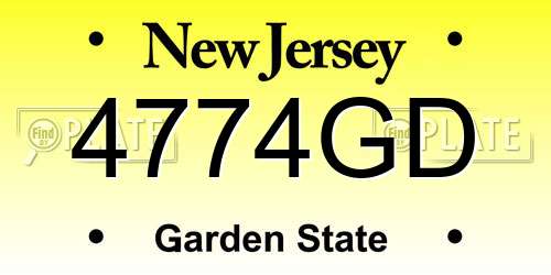 4774GD New Jersey License Plate