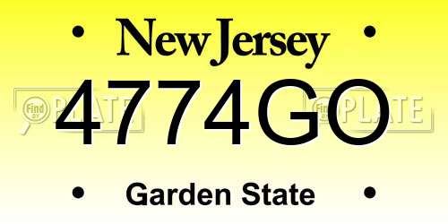 4774GO New Jersey License Plate