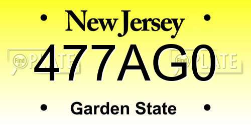 477AG0 New Jersey License Plate