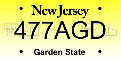 477AGD New Jersey License Plate