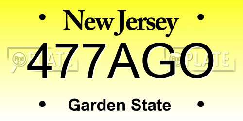 477AGO New Jersey License Plate
