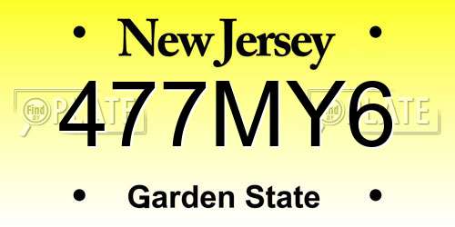 477MY6 New Jersey License Plate