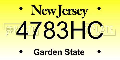4783HC New Jersey License Plate