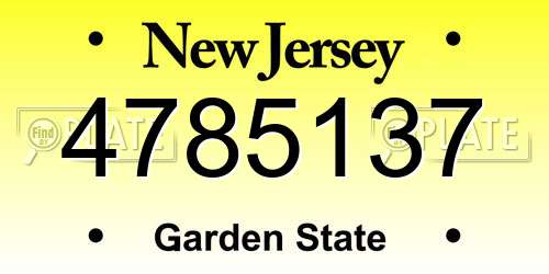 4785137 New Jersey License Plate