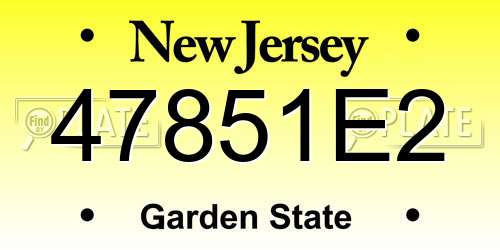 47851E2 New Jersey License Plate