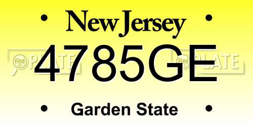 4785GE New Jersey License Plate