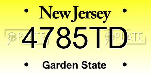 4785TD New Jersey License Plate