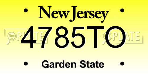 4785TO New Jersey License Plate